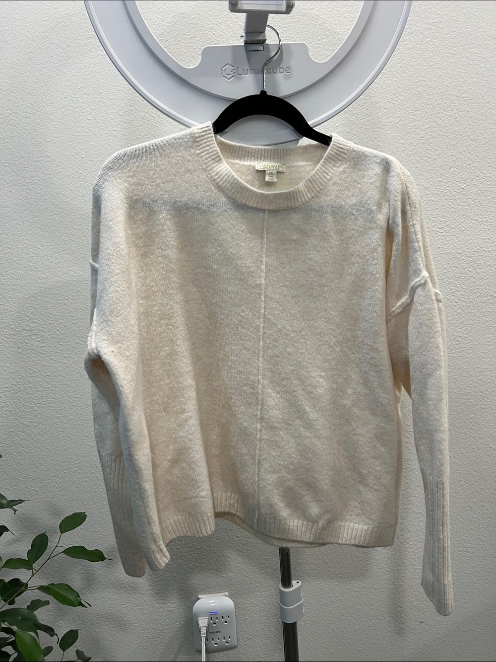 Women's Cream Crewneck Sweater LARGE
